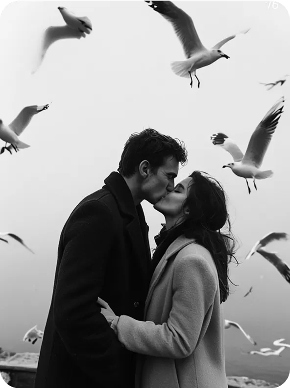 intimate-black-and-white-kiss-with-seagulls-flying-nearby-1